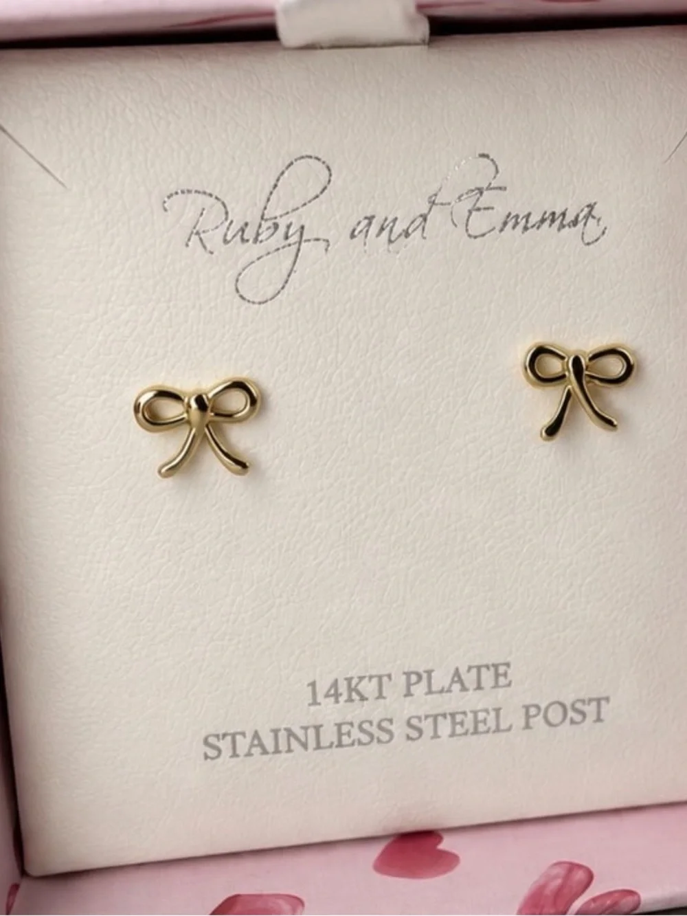Ruby & Emma Gold Bow Stud Earrings